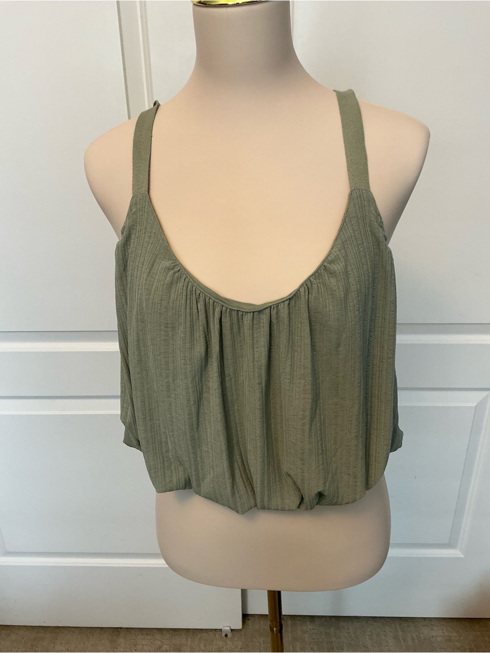 Anthropology Olive Green Sleeveless Blouson Tank Top